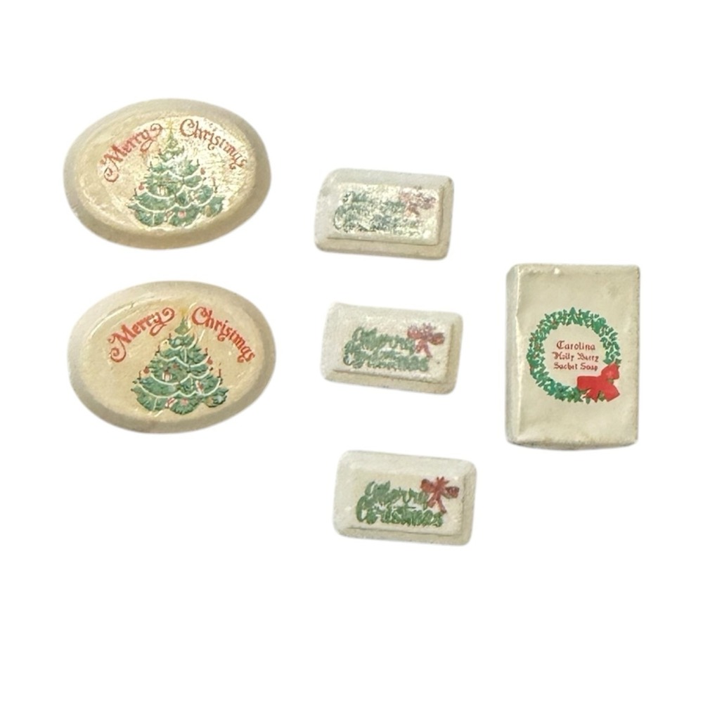 Vtg Christmas Guest Soap Collection Carolina Holly Berry Merry Christmas Tree